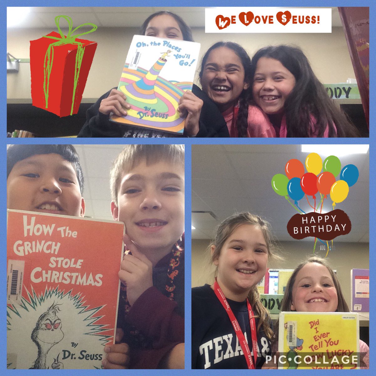 Celebrating Dr. Seuss’s birthday with 4th grade #cecheetahs — Seuss selfies as part of the Seuss breakout! Love it!! ⁦<a href="/CimarronElem/">Cimarron Cheetahs</a>⁩ ⁦@CourtnieByrne1⁩ ⁦<a href="/MathWithMsWade/">Ms. Wade</a>⁩