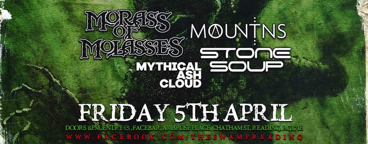TheMACBand's tweet photo. ☁️ NEXT SHOW ☁️

Step into The Swamp with us 💥

Fri 5th April | Facebar, Reading
#rdguk #mythicalashcloud #mac https://t.co/ntkbzPy3d6