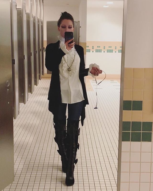 SirenSirius's tweet photo. Here, have a fierce work bathroom selfie. ๐ฆ
๐
Youโre Welcome. ๐
PS - Is it Friday yet... โ๏ธ
โ๏ธ
โ๏ธ #selfie #bathroomselfie #gothicfashion #demoniashoes #thighhighboots #ruffleblouse #vampire #elegantgothicaristocrat #shitepost https://t.co/RbV4aSyfXS https://t.co/ADmaBVwFSC