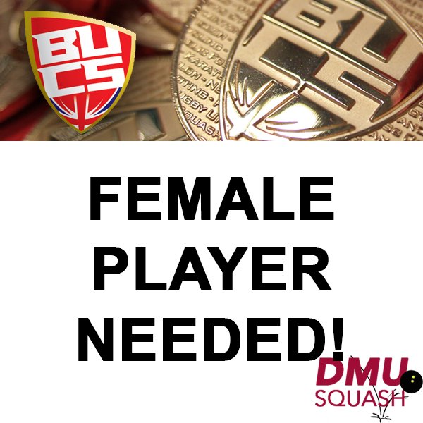 DMUSquash's tweet photo. Dear all cubs, we are in need of a female player with (any) racket experience for our final two fixtures. We are in reaching distance of wining the title but have lost a player due to injury. If you/your members can help DM us asap https://t.co/vqWqTXPcih