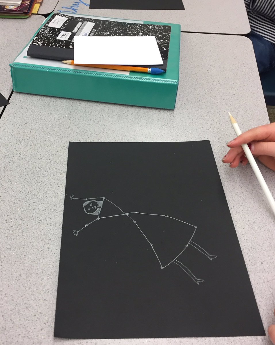 ljswabb's tweet photo. A few mini marshmallows randomly dropped is all it takes to create your own #constellation, inspiration for a myth, and a smiling 5th grader. Saying goodbye to our study of #space is never easy. #somuchtolearn @NASASolarSystem @WilsonHillElem @wcsdistrict #itsWorthIt https://t.co/WANkZ1pzKS