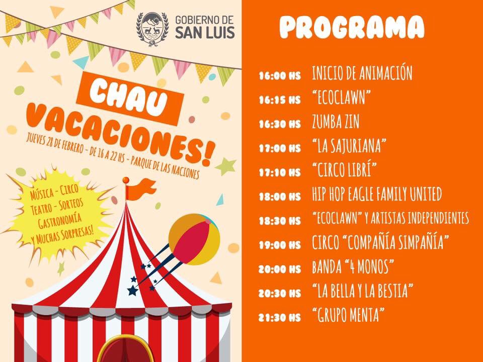 Los esperamos en este gran evento organizado por el Gobierno de San Luis.  
Vení a pasar una tarde familiar en el Parque de las Naciones, de 16 a 22 Hs.