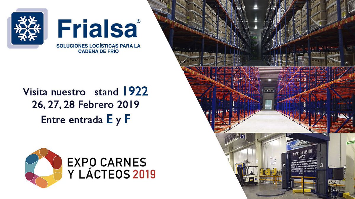 Estamos en #ExpoCarnesyLácteos 2019 
Visita nuestro stand para conocer más sobre nuestros servicios
<a href="/Frialsamx/">Frialsa Frigorífcos </a> 
Stand 1922 entrando por puerta E y F
Los esperamos de 12 pm a 8 pm