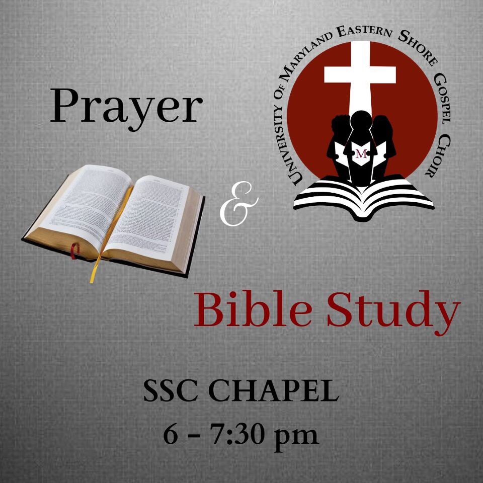 GospelChoirUMES's tweet photo. Join us tonight for prayer and bible study in the SSC Chapel from 6-7:30pm! #UMESGC #HawkPride https://t.co/mwGRVjl0YV