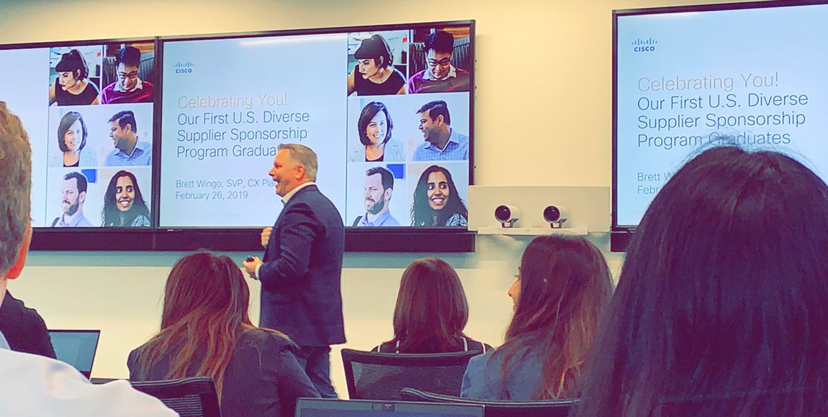 VarshaKanwar's tweet photo. "Diversity is not just the right thing to do, it's a business imperative!" Always leading by example ππΌ @WingoBrett, #CiscoCX #CXPlatforms SVP, at #Cisco U.S Diverse Supplier Sponsorship graduation celebration #WeAreCisco #MultiplyTechDiversity #LeadershipInAction https://t.co/UknX8nlGRn