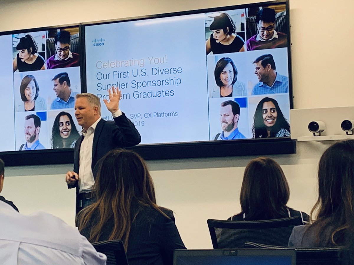 VarshaKanwar's tweet photo. "Diversity is not just the right thing to do, it's a business imperative!" Always leading by example ππΌ @WingoBrett, #CiscoCX #CXPlatforms SVP, at #Cisco U.S Diverse Supplier Sponsorship graduation celebration #WeAreCisco #MultiplyTechDiversity #LeadershipInAction https://t.co/UknX8nlGRn