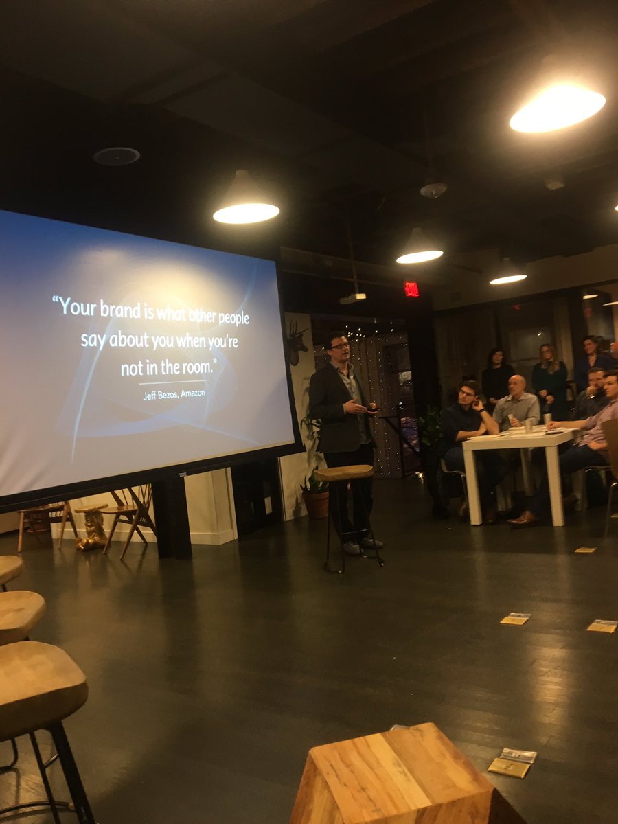 ajmoon1612's tweet photo. Live @AMADC event with @gregkihlstrom @YesAndAgency quoting @amazon CEO @JeffBezos “Your brand is what other people say about you when you’re not in the room” #dcmarketer #dcmarketing #agilemarketing #branding https://t.co/uvFooal0OZ