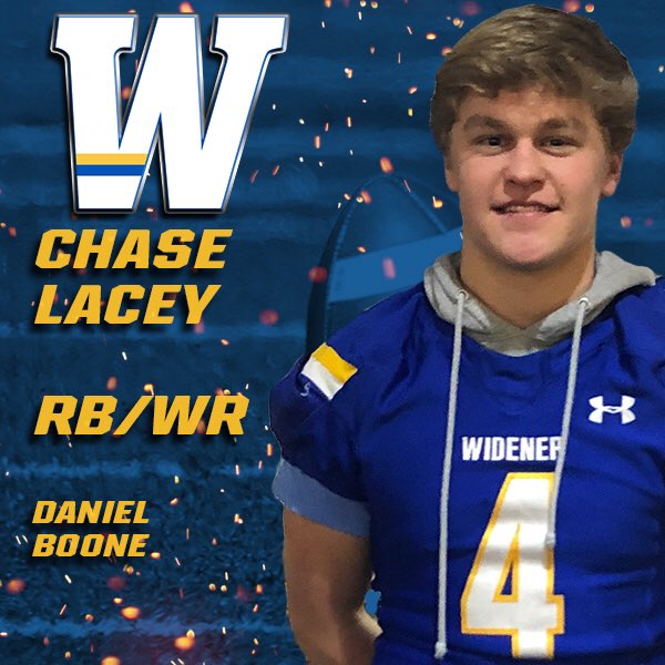 chase2lace's tweet photo. Blessed to be able to continue my academic and football career at Widener University! Can’t thank my parents enough and especially my coaches for everything they have done! On to the next #4! #RollPride🦁 #committed @RobFlowers5 @Coach_Barry  @Widener_FB https://t.co/jBX8CvTFeM
