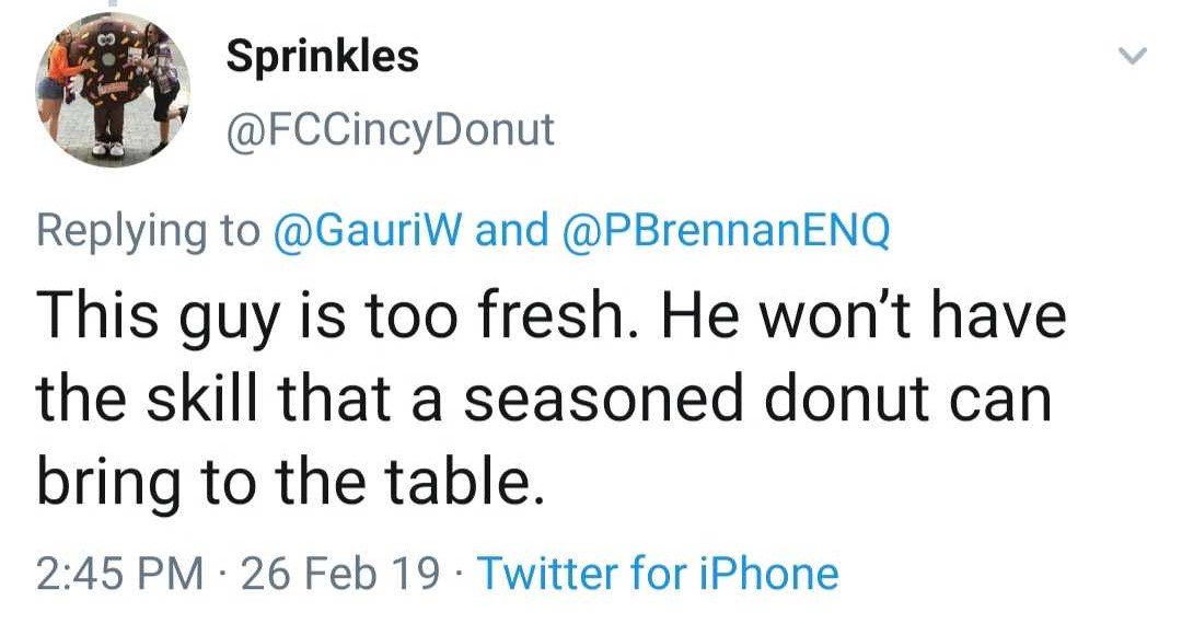 Well, looks like <a href="/FCCincyDonut/">Sprinkles</a> still has plans on making children cry this season...