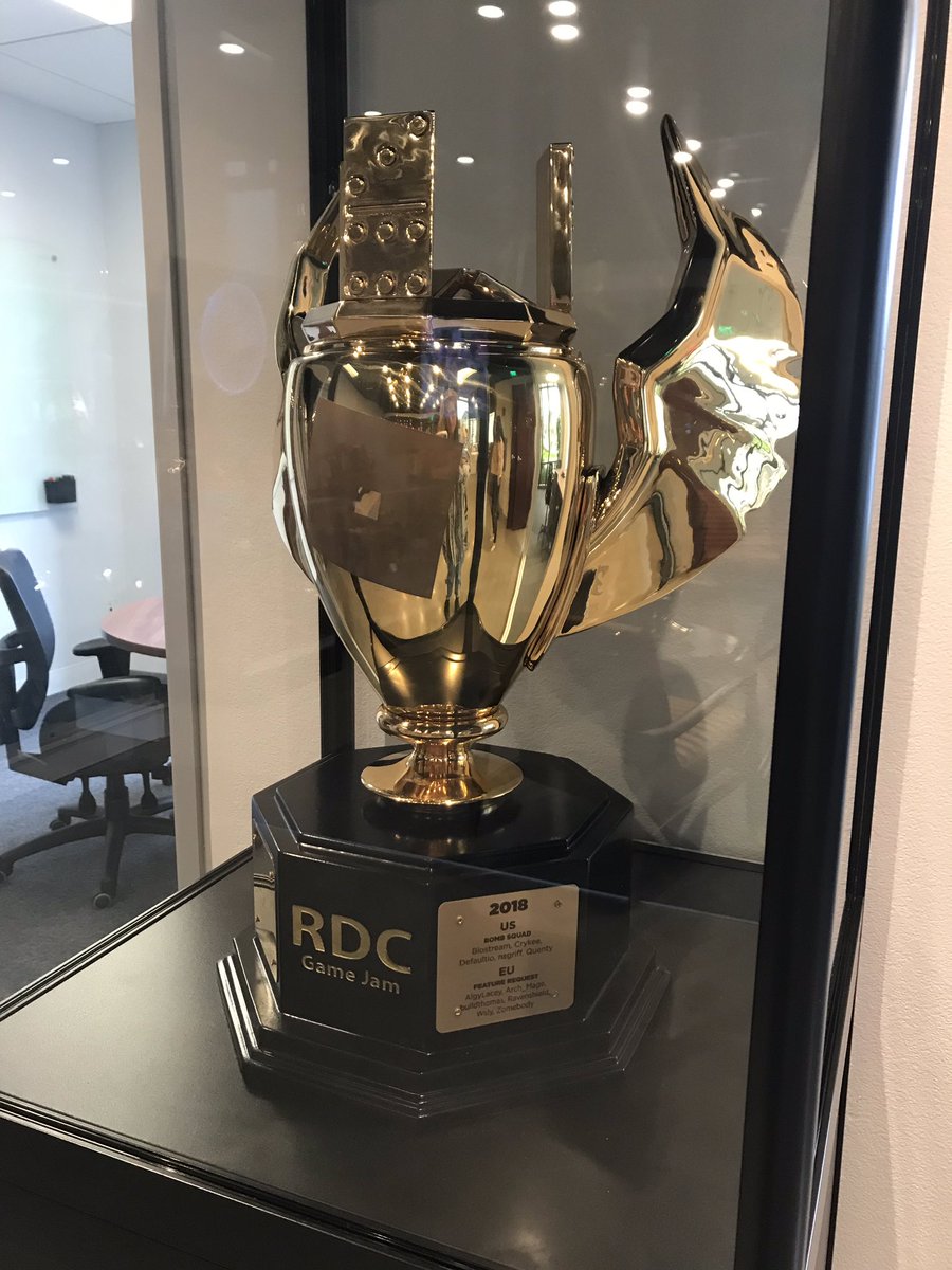 Roblox Developer Relations On Twitter Next Time You Visit Roblox Hq Be Sure To Stop By The Lobby And Check Out The Rdc2018 Game Jam Trophy The Winners Have Their Names Inscribed