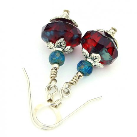 Get your #mojo on when you wear these ruby #red &amp; teal #earrings! bit.ly/RubyRedMojo via <a href="/ShadowDogDesign/">Catherine</a> #handmade #RedEarrings