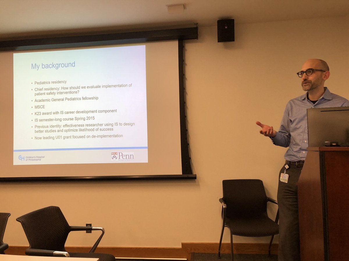 PISCE_LDI's tweet image. We were so lucky to have @CHOP_CPCE Dr. @chris_bonafide kick off our cutting edge #impsci seminar topics for @PISCE_LDI today. We discussed #deimplementation and his @nih_nhlbi   funded work on the topic. It was a full house!