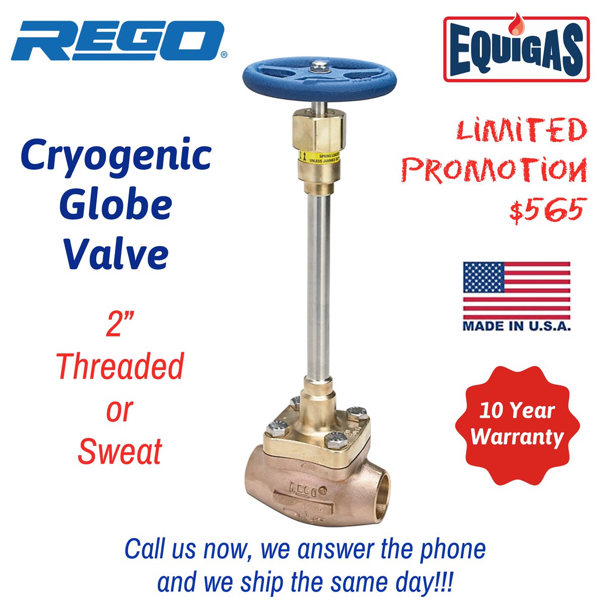 equigas's tweet photo. Once in a lifetime limited offer: 2” RegO Cryogenic Globe Valve. For further information call us, we answer the phone, we listen and we deliver. #EQUIGAS #RegOProducts #CryogenicGlobeValve #CryogenicValve #CryogenicEquipment #IndustrialGas #Cryogenics #CompressedGas #Welding https://t.co/gYPj5xus8P
