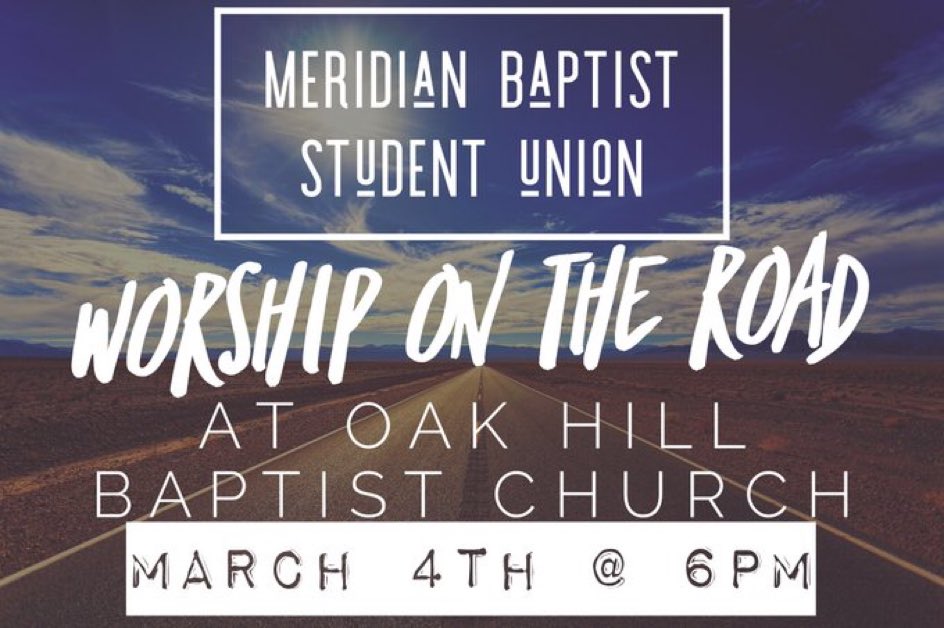 WORSHIP ON THE ROAD is MONDAY at Oak Hill Baptist Church. MEET AT 5:30PM AT THE QUAVE FOR A RIDE!!! FREE FOOD AFTER WORSHIP!!!