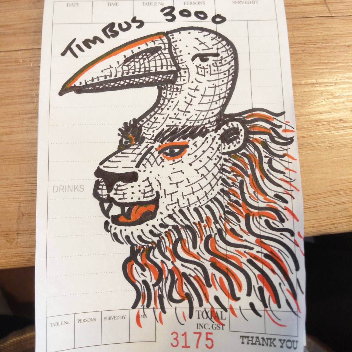 Another quick one over coffee with <a href="/jem1692/">Jeremy (KnightlyPineapple)</a> #coffee #drawing #illustration #sharpie #surrealism #cartoon