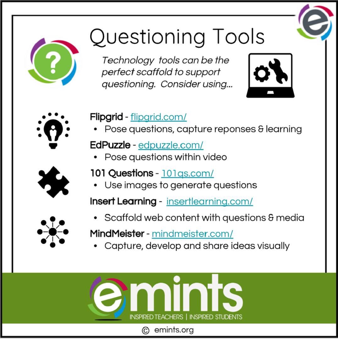 MickMack629's tweet image. An awesome questioning tools resource from my friends at @emintsnc! I just learned about @InsertLearning last week, love it! #edtech #digitaltoolkit
