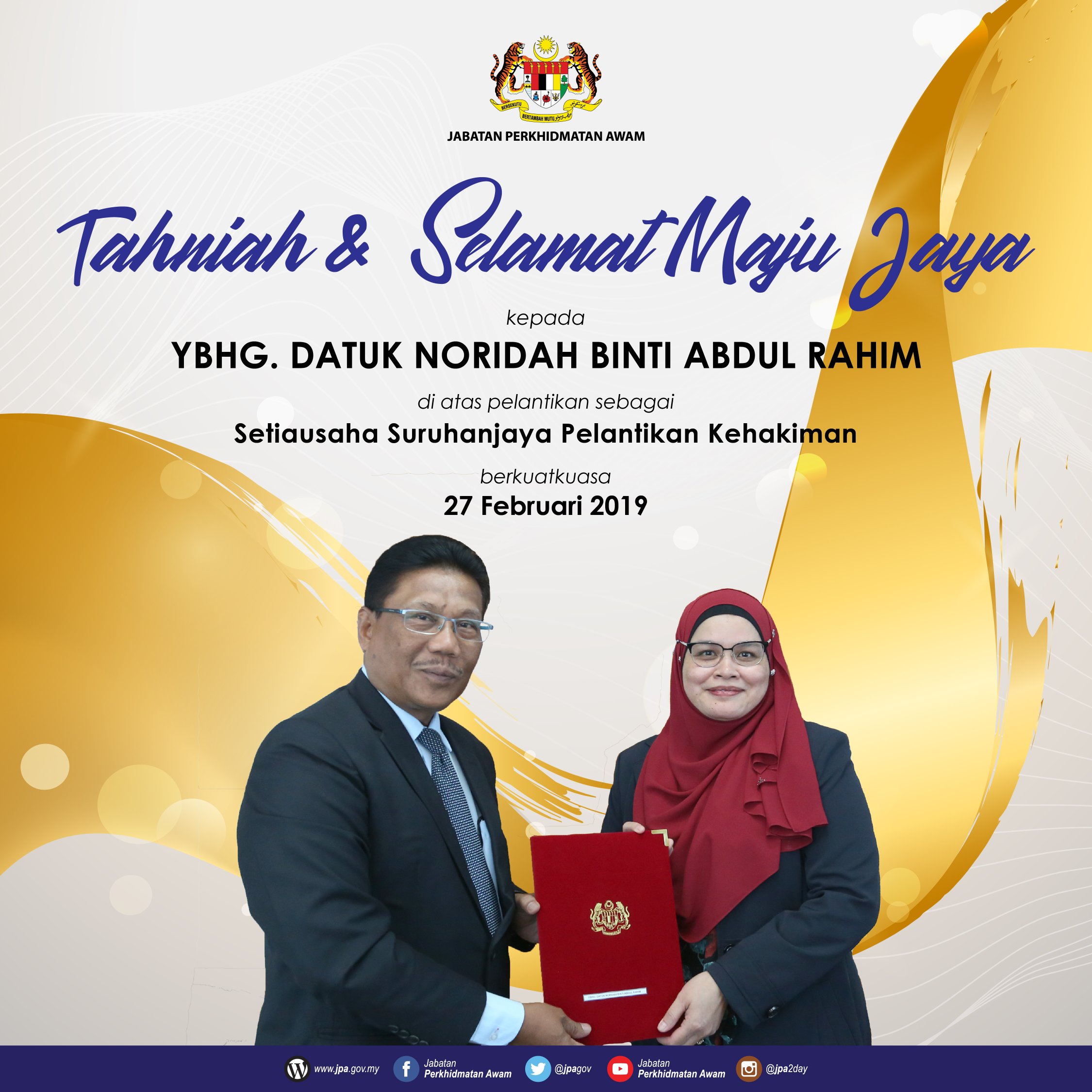 Jabatan Perkhidmatan Awam On Twitter Tahniah Dan Selamat Maju Jaya Https T Co J7jpjovvct Twitter