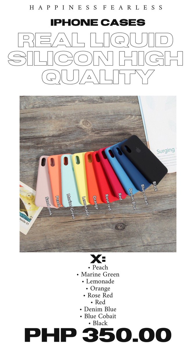 #HFPHCases | 🛒 REAL LIQUID SILICON CASE (HIGH QUALITY‼️)

Looking for an affordable Silicon Case for your Iphone? Here's HAPPINESS FEARLESS!

💸 P 350.00 + SF/Meet-up fee
• 6/6s
• 6+/6s+
• 7/8
• 7+/8+
• XS
• XS Max
• XR
• X

📍 Legitimacy: facebook.com/HAPPINESSFEARL…