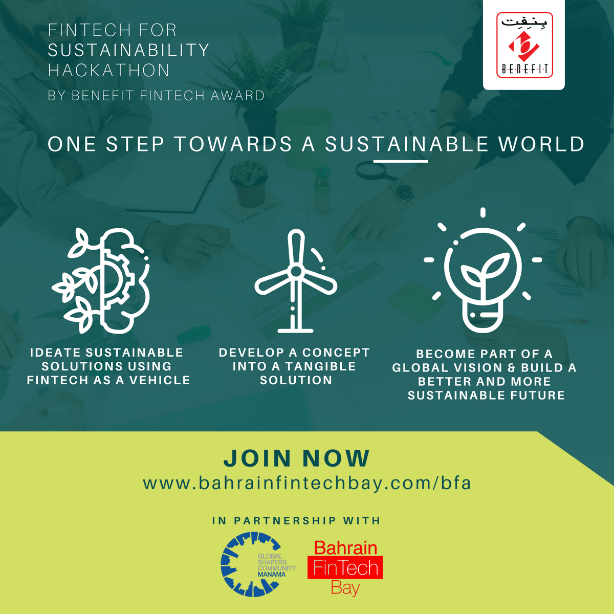 FinTechBay's tweet photo. The hackathon gives you the opportunity to play a part in making the world a better place! Ideate sustainable solutions using #FinTech as a vehicle.
Apply now:
https://t.co/tfoAbKWw7i
#SDG #SustainableDevelopmentGoals #Sustainable #BFA #GISFC #FintasticWeek #Bahrain https://t.co/Pt5jh6kXbq