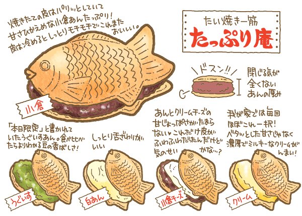 夏福 たっぷり庵 たい焼き 食べ物イラスト 絵日記 T Co Inpe1vwyg7 Twitter