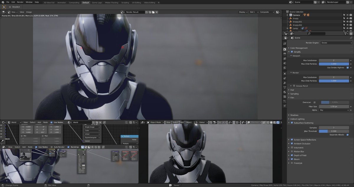 blenderguppy's tweet photo. Dayum! The more I test this, the more I get goosebumps. All parts you see in the image **(Work In Progress)** except for the character is still using the Link Modifiers and are still modded by boolean themselves. Going back to the roots! #b3d #icetools #cuber https://t.co/OUy3KBu391