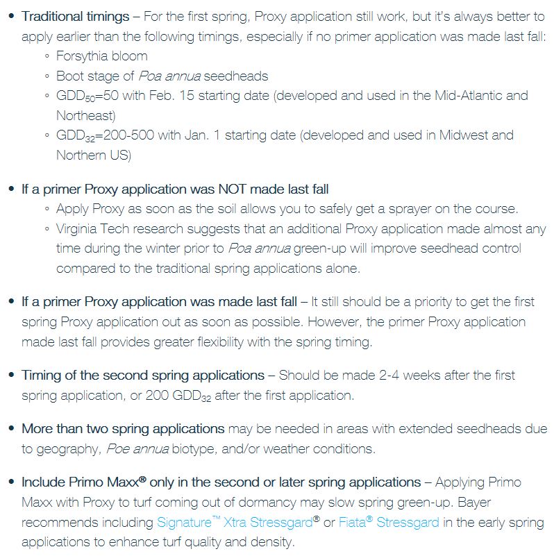 Do you battle Poa seedheads?  Time to be thinking about spring Proxy applications ... check out the helpful tips below!