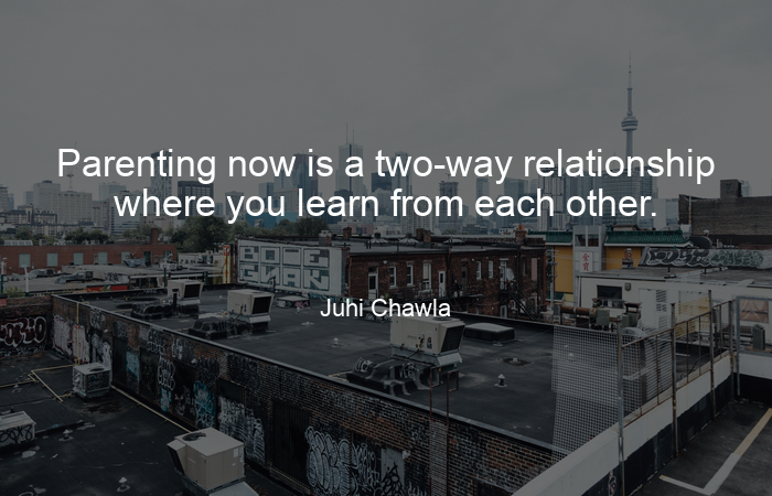 menakabharathi's tweet photo. Parenting now is a two-way relationship where you learn from each other. Juhi Chawla #SIMQuotes #SIM #MindfulLiving #Mindfulness #HappyLife https://t.co/O2VP1YMF0H