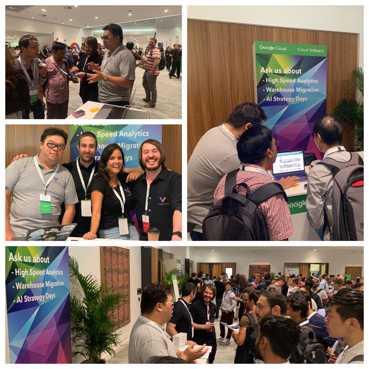 Check out our Vibrato team demoing our new #ML Vibrato Logo app at the #Googlecloudonboard Conference in Sydney today! Make sure you come and chat to us if you're interested in leveraging the value of your data or discovering how #AI can help you be competitive! #GCP