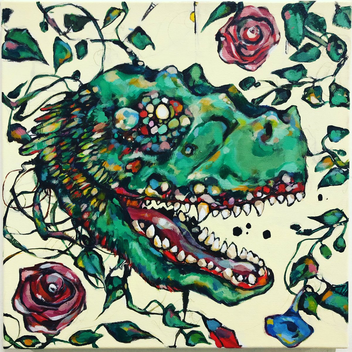 BunnyXlv's tweet photo. “Tyrannosaurus II” (20” x 20”, Mixed Media, Acrylic on Canvas.)
Sneak Preview, Part 1/2 of a Diptych related to prehistory into the present to be released tomorrow. Paintings for Sale, DM for inquiries.
#bunnyxlv #tyrannosaurus #diptych #painting #artetico #artecontemporaneo https://t.co/83IrfUufeX