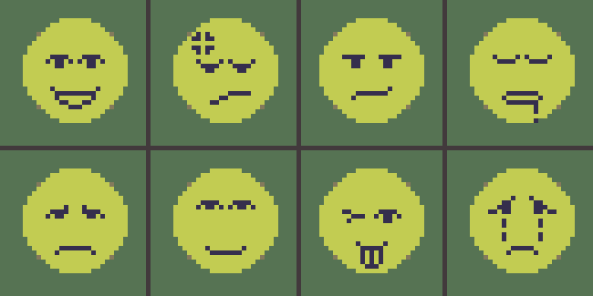 Tacobear8's tweet photo. Tried simple emoji expressions
#pixel_dailies #facialexpressions #pixelart #aseprite https://t.co/4QIVt7Kb7W