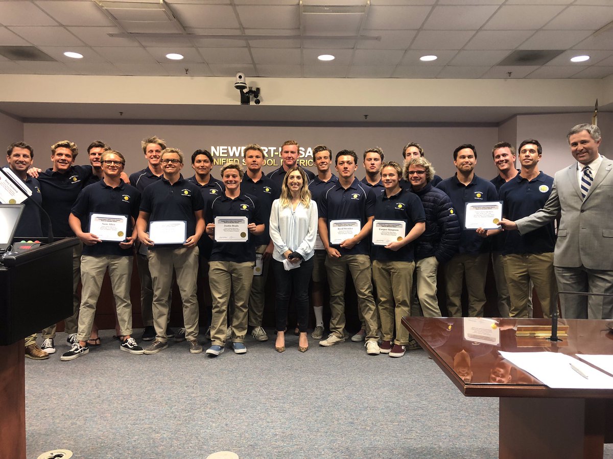 Boys Water Polo were honored for their great season by the Board of Education tonight!  @nmusd @Char4Nmusd @NHHSailors @nhhs_alumni #GoSailors #TheHouseBarnettBuilt ⚓️💪🏻🤽‍♂️⚓️