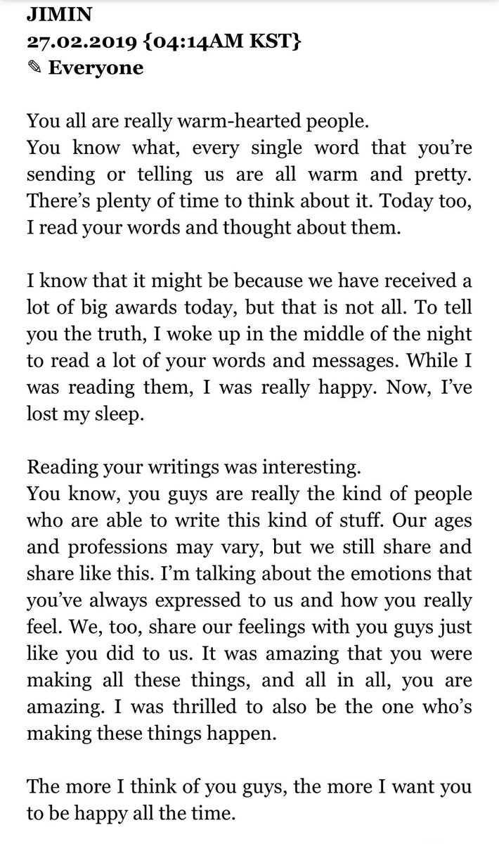 JIMIN
27.02.2019 {04:14AM KST}
✎ Everyone