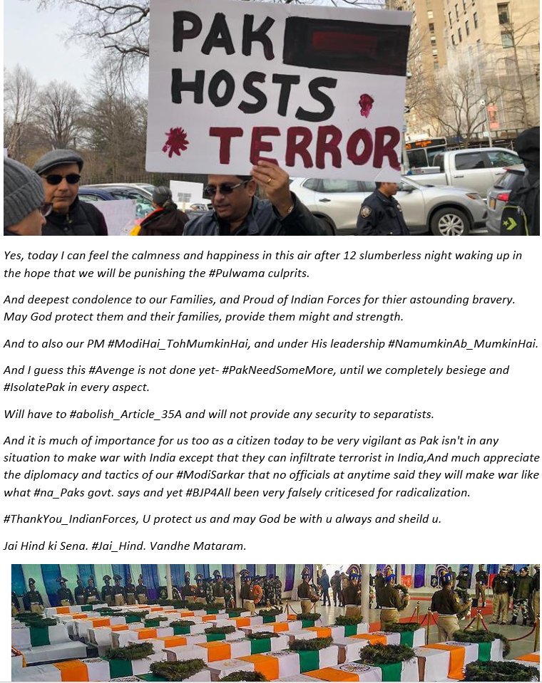 _TheRightThing's tweet photo. This fight against terrorim isn't done yet.
@PMOIndia @adgpi @IAF_MCC @crpfindia @narendramodi @BJP4India
#Pulwama #ModiHai_TohMumkinHai #Namumkin_AbMumkinHai #Avenge #PakNeedSomeMore #IsolatePak #abolish_Article_35A #ModiSarkar #na_Paks #ThankYou_IndianForces #Jai_Hind https://t.co/1RpjUobokj