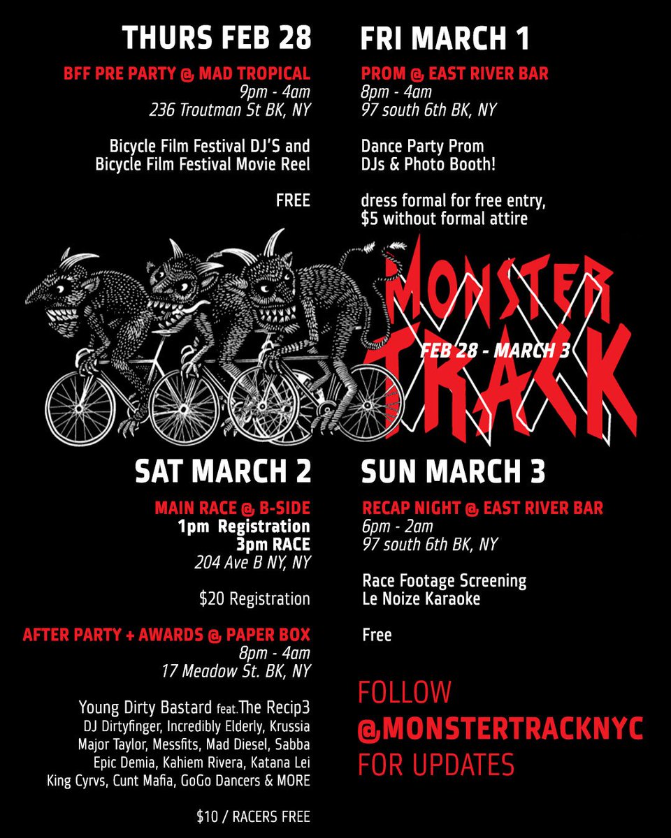 DIRTYFINGER's tweet photo. Saturday: #MonsterTrack 20(!) afterPARTY
#YoungDirtyBastard @Youngdirtynews @TheRecip3 @DIRTYFINGER @KRUSSIA @KahiemRivera @Katana_Lei_ #kingcyrvs #incrediblyelderly #majortaylor #messfits #maddiesel #epicdemia @jennifers_body #sabba + +
At @PaperBoxNYC
https://t.co/s5oCnAAEnI https://t.co/tQa1CqKzvy