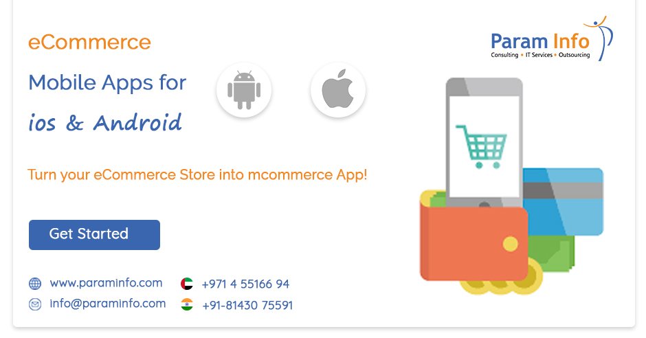 paraminfoit's tweet image. ParamInfo is an #EcommerceApplicationDevelopment Company in Dubai and India. We design and develop mobile #Ecommerceapp for your real-time #Ecommercebusiness. Get your Android or iOS application in your hand with us.