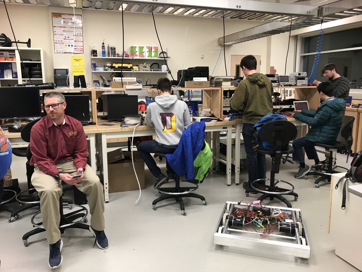 FRC568's tweet photo. Build season may be over, but the work isn't done... The pit needs designing, various outreach projects need planning, and documents need to be written... It sure is nice to have some time to relax though! can't wait for competition!
#busybots #frc2019 #destinationdeepspace https://t.co/dPUwKcByr0