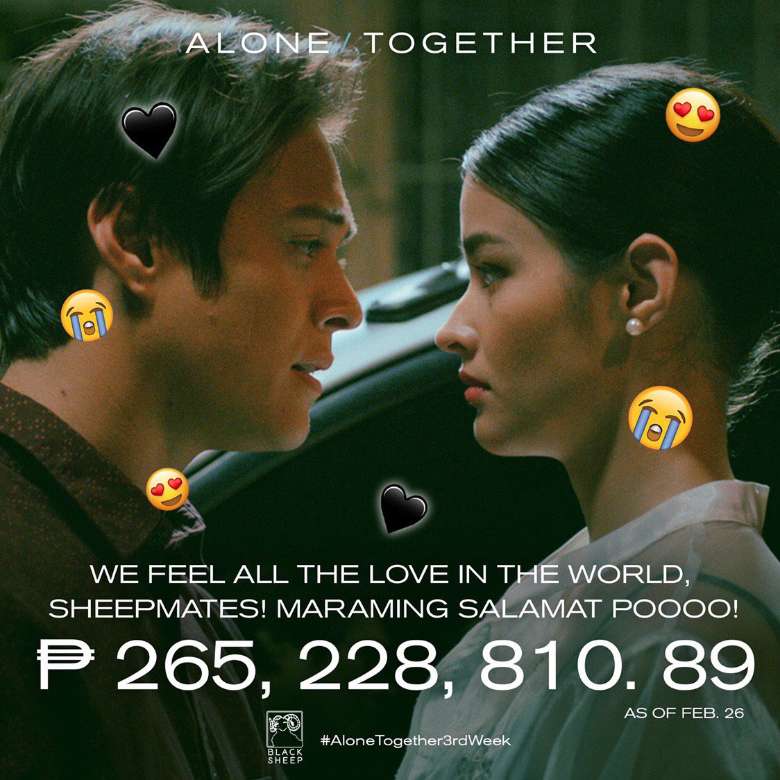 tonetjadaone's tweet photo. Sa'yong nanood na at manonood pa lang, MARAMING SALAMAT!!!!!!!!!! We're still showing WORLDWIDE kaya nood naaaaaaaaaa #AloneTogether3rdWeek https://t.co/BVvnZI1wgz