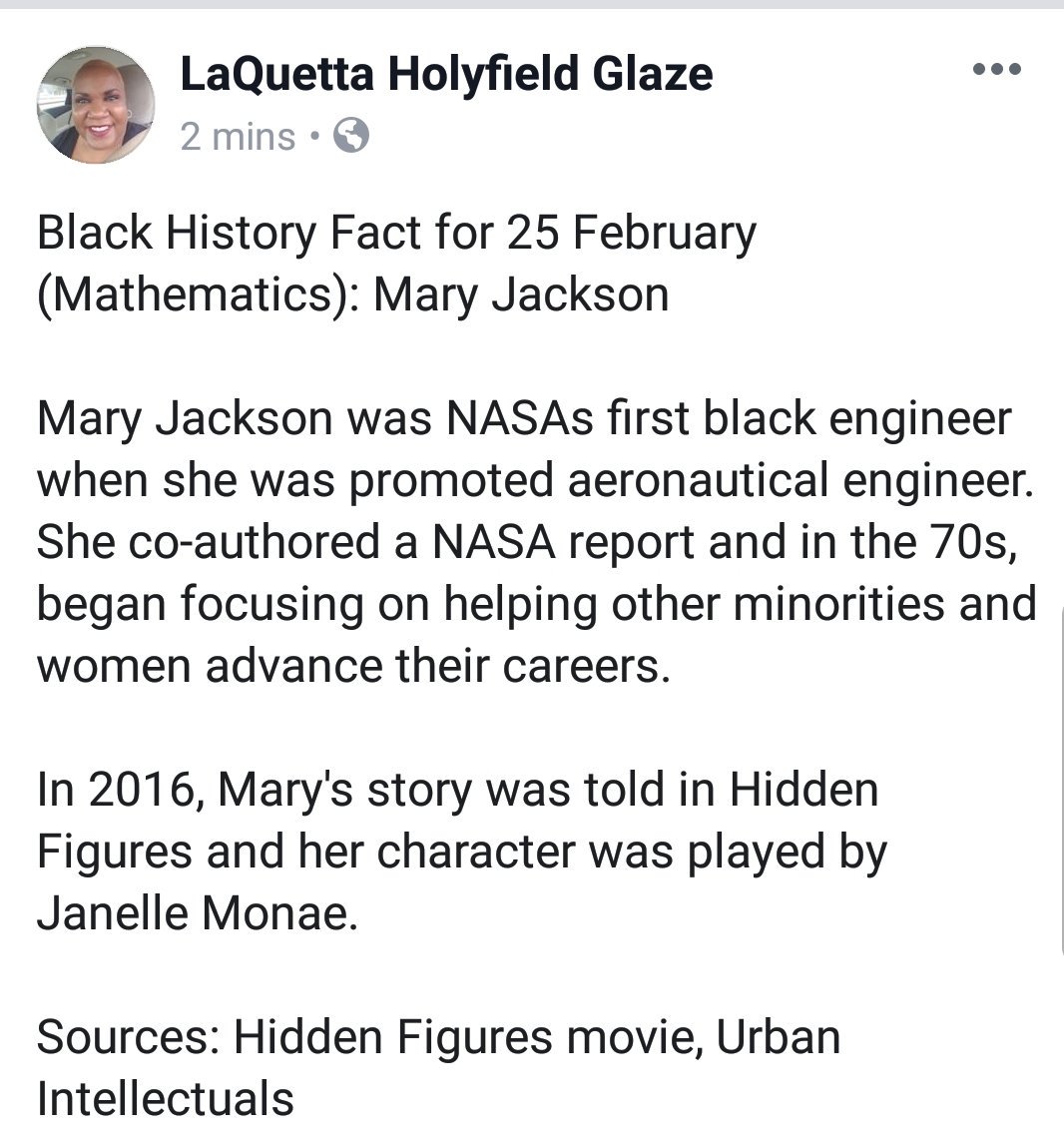 List of Black History Facts for 25 February (Mathematics): Mary Jackson