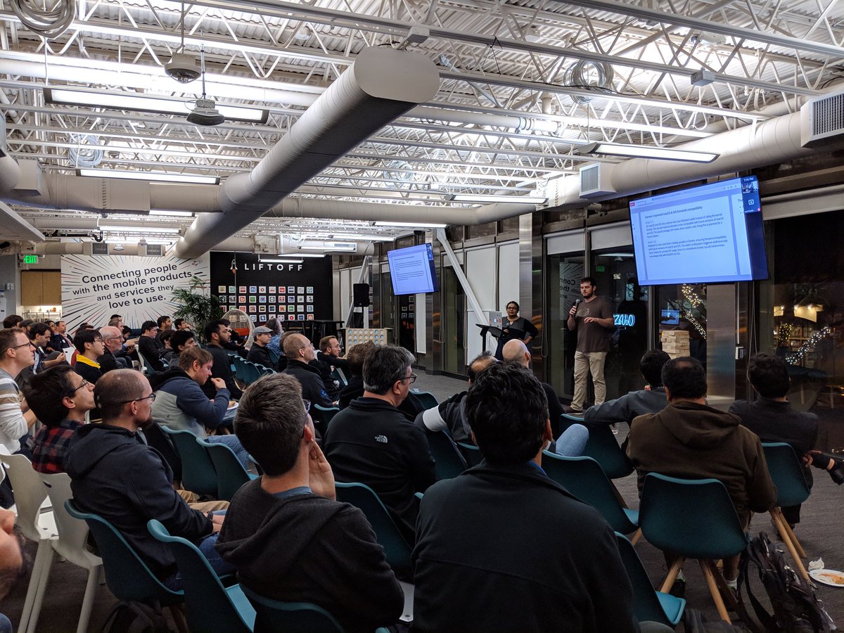 . @classyhacker and <a href="/sgmansfield/">Scott Mansfield</a> ("I don't do anything special") talking about Go 1.12 at <a href="/liftoffmobile/">Liftoff</a> #golang #GoSV