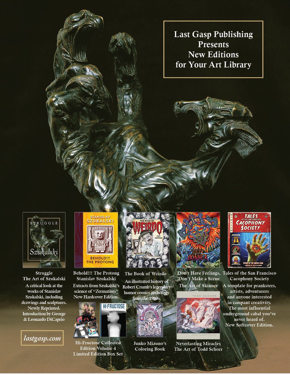 lastgaspbooks's tweet photo. Books! #booksforsale #books #book #lastgasp #publishing #szukalski #cacophony #weirdo #rcrumb #skinner #schorr #junkomizuno #hifructose https://t.co/8BiUeX1aTV