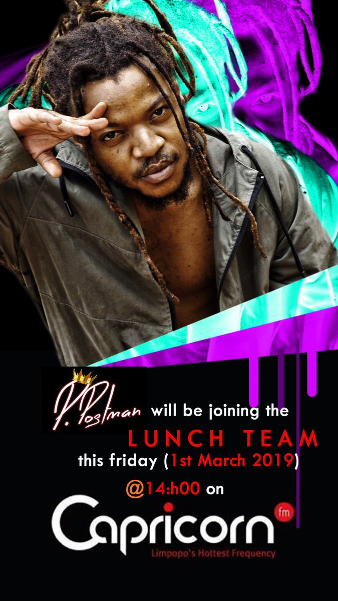 PercyThePostMan's tweet photo. Catch me on Capricorn FM this Friday 01 March 2019. Tune in.
Like cream, we on a roll!!!
Bless up!!!
#KeepCalmRealTalk
#RealTalkTheRealestAlbum
#PPostForThePeople
π₯π₯π₯π₯π₯π₯π₯ https://t.co/8yCkTK53hP