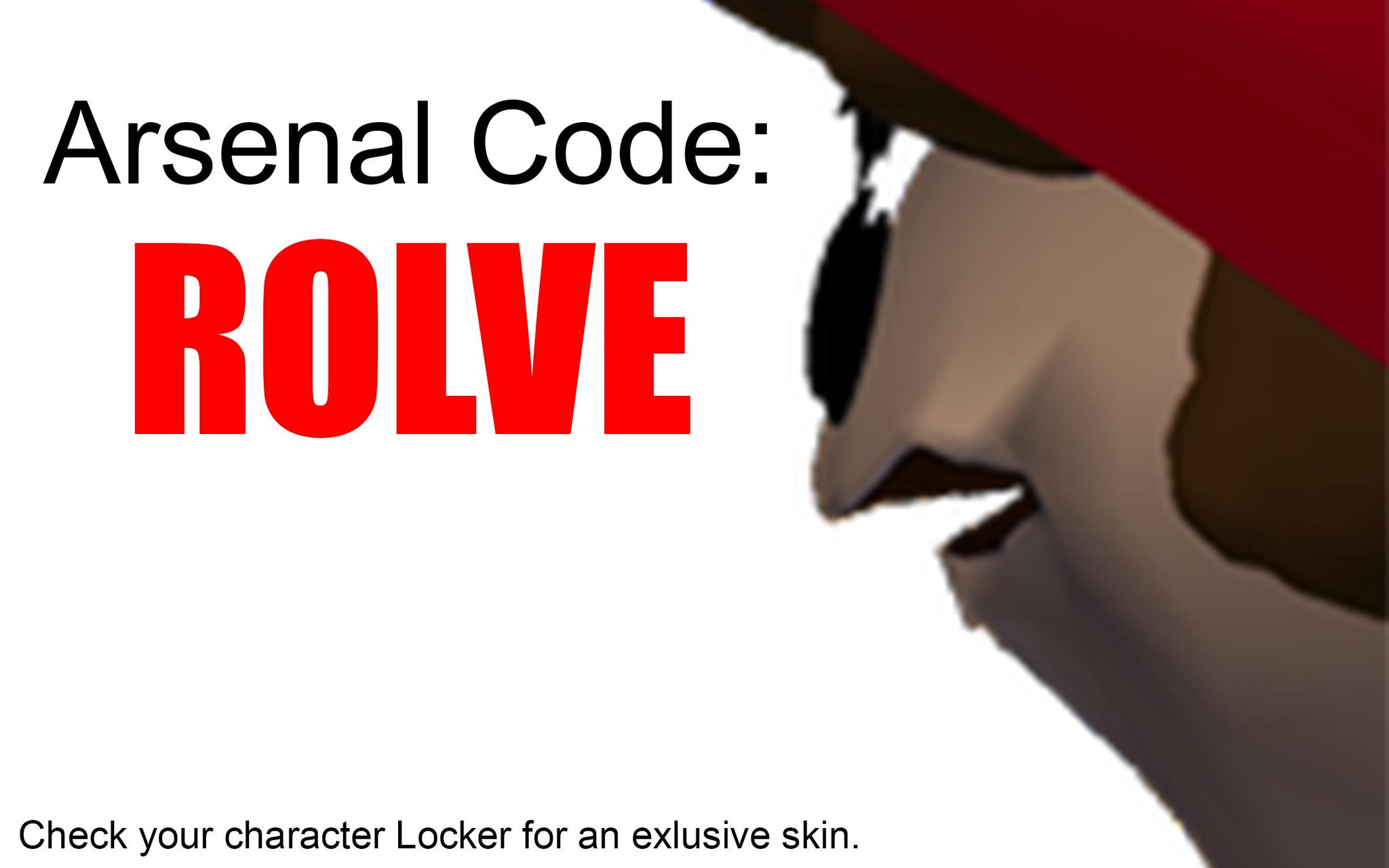 Midnightkrystal On Twitter Pst Hey Roblox Robloxdev Looking For Some Rolvestuff Arsenal Codes Try Typing Out Rolve In Game Make Sure To Check Your Locker For An Exclusive Character Skin Https T Co Nzndxd0lqd - roblox codes arsenal