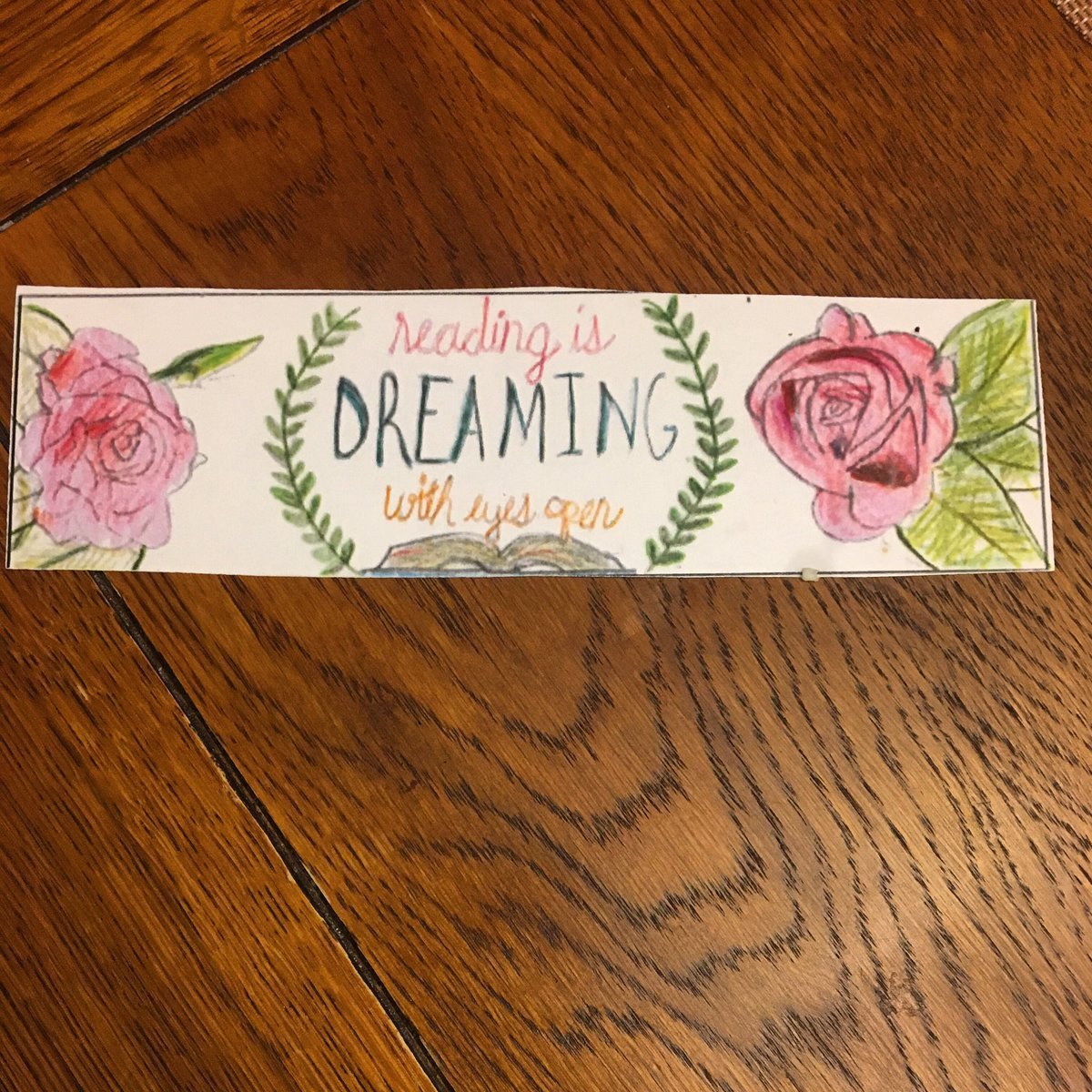 stephfultz's tweet image. Jess was so proud of her book mark design. She won for the 4th grade. I'm in awe of her talent. #artist #sles