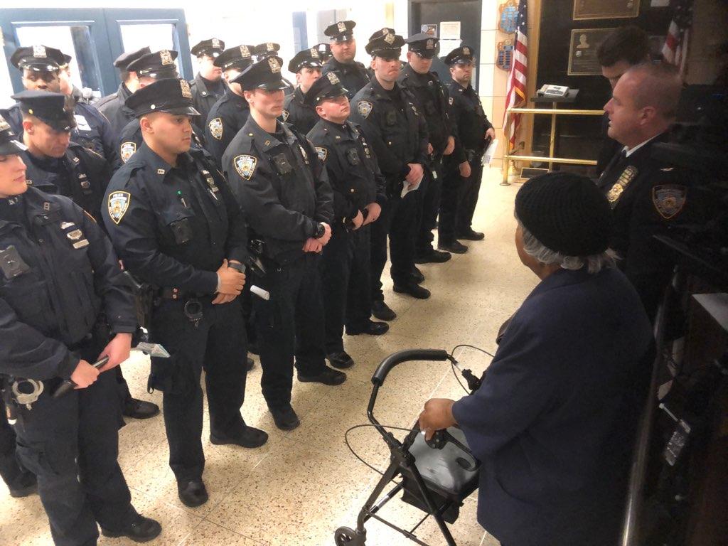 NYPD113Pct's tweet image. Ret. Detective Mollie Ann Gustine attended our 4x12 roll call and was so happy to reminisce with the ofc's about her days on patrol in the 60's &amp;amp; 70's. #womeninpolicing #89plus #blackhistorymonth @NYPDDetectives @NYCPDDEA @NYPDQueensSouth