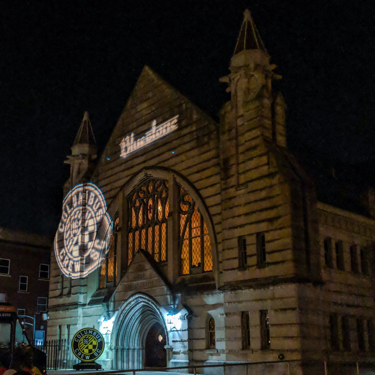 TheCupPodcast's tweet photo. A bunch of Crew fans had a religious experience tonight in this former church. 

Hallelujah. See you Saturday, #Crew96 . https://t.co/0lMLmkSSSD