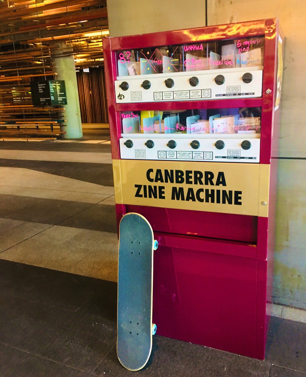 Kick flipping it’s way out of hibernation... it’s the #Canberrzinemachine         Dispensing &amp; living the #zine vending dream <a href="/newacton/">NewActon Precinct</a> <a href="/PalaceElectric/">PalaceElectric</a> #Canberra