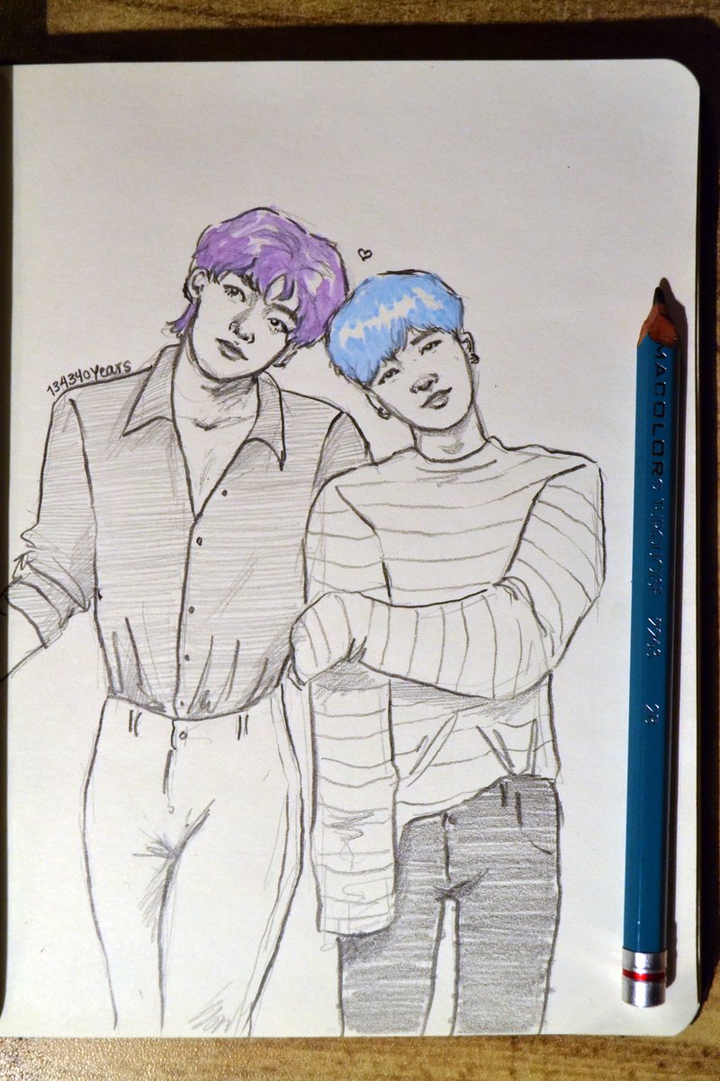 20190226 / day 57so idk what theme i'm doing this week but i really needed to draw taegi size difference. it was very important.  @BTS_twt