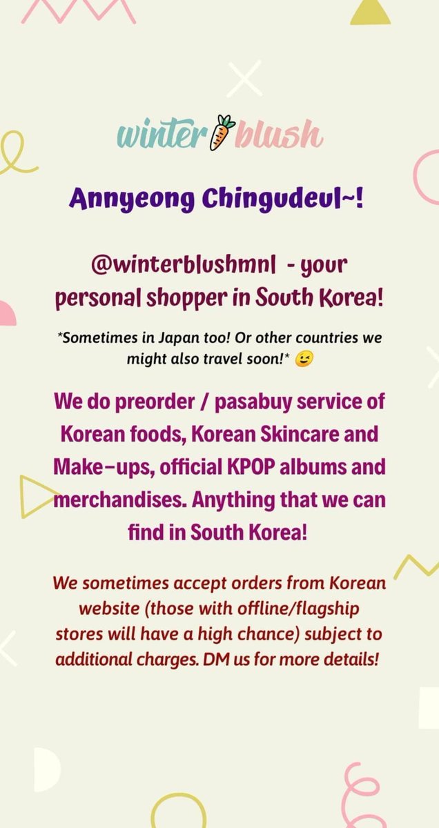 winterblushmnl's tweet photo. Annyeong Chingudeuls! I'll be tweeting again our FAQs so new followers can read! Please take time to read before you send DM!

I'll be also using this hashtag ➡️ #winterblushmnlFAQs

I'll pin this so you can easily find it. (Kahit masakit  na alisin si Minhyuk as pinned tweet 😭) https://t.co/IXO0kZz7Mj
