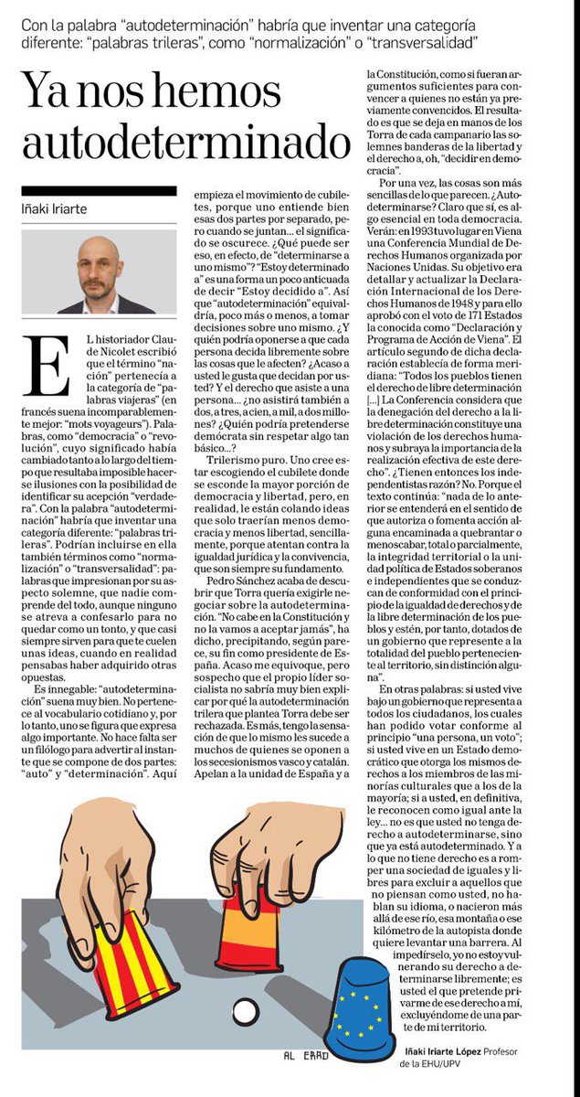 inaki_iriarte's tweet photo. Mi último artículo de opinión sobre (novedad, novedad) la autodeterminación https://t.co/QvV434LCqQ
