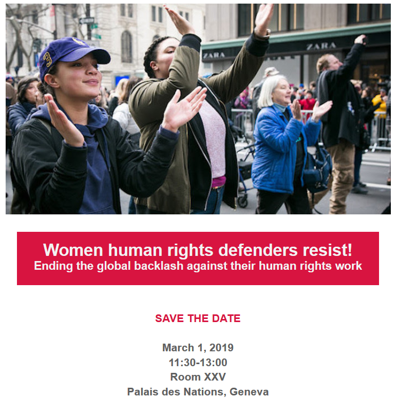 forum_asia's tweet photo. 📢📢📢 .@forum_asia @WHRDIC are coorganising a side-event at #HRC40 titled 'Women human rights defenders resist!'. #WRHD will present how the shortcomings and gaps of the UN system with regards to women human rights defenders protection can be filled. https://t.co/EaHFKAHq9P